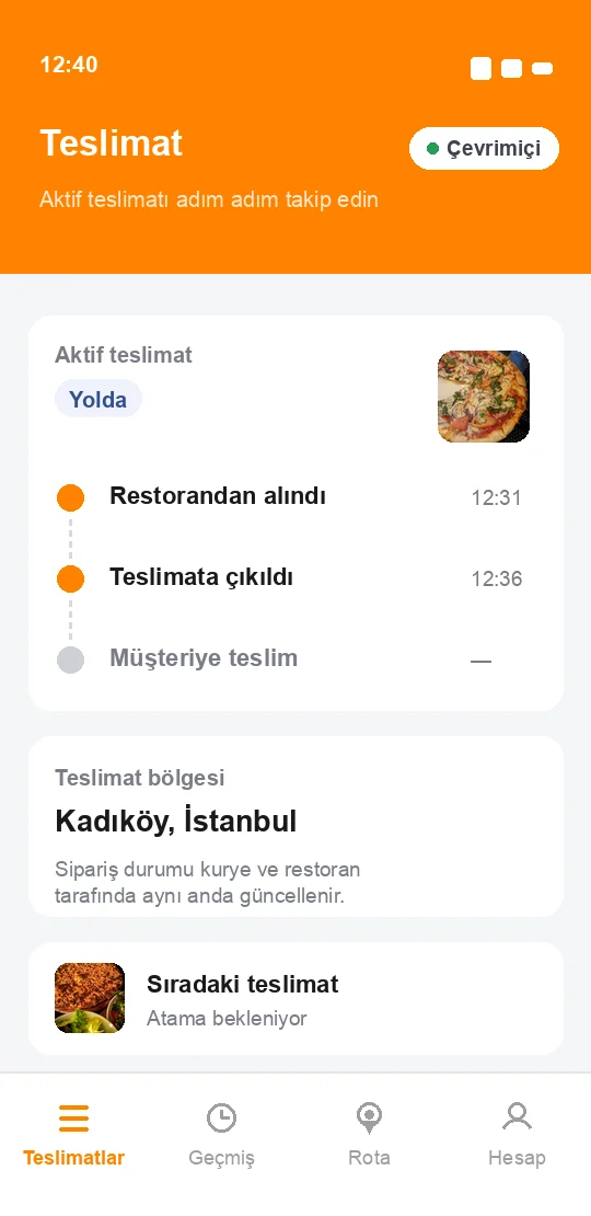 Boligo kurye uygulamasının örnek arayüz görseli